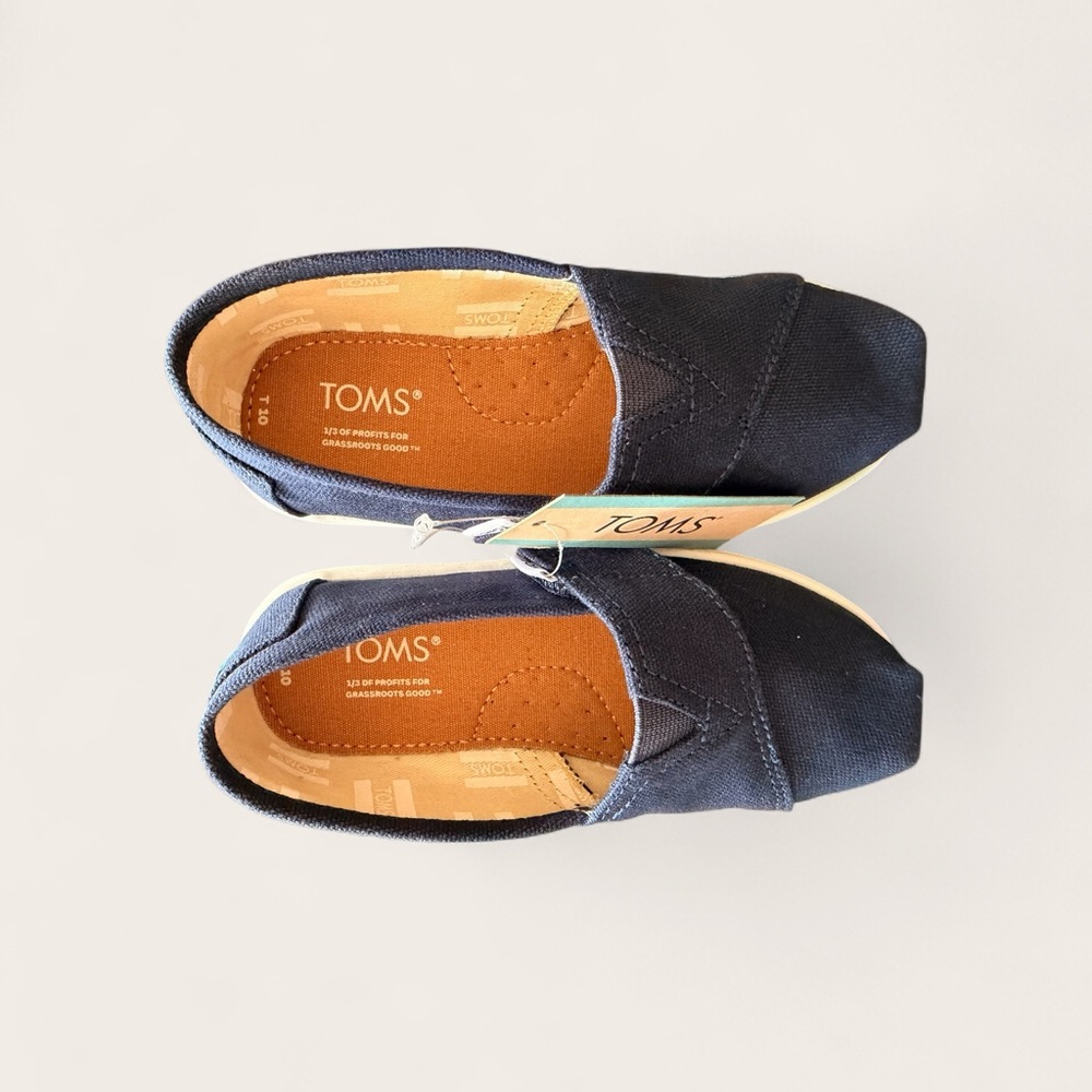 TOMS Navy Canvas Alpargata Slip-On Shoes Kids Size 10 NEW